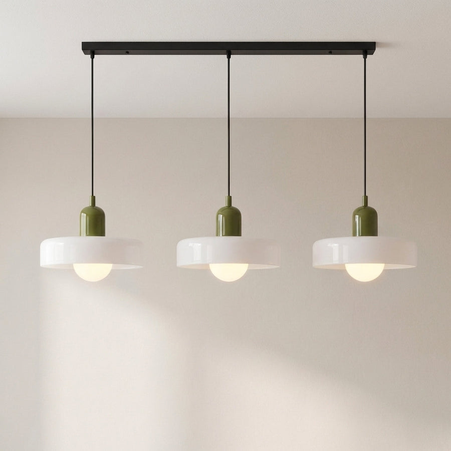 3-Head Bauhaus Colored Glass Pendant Light