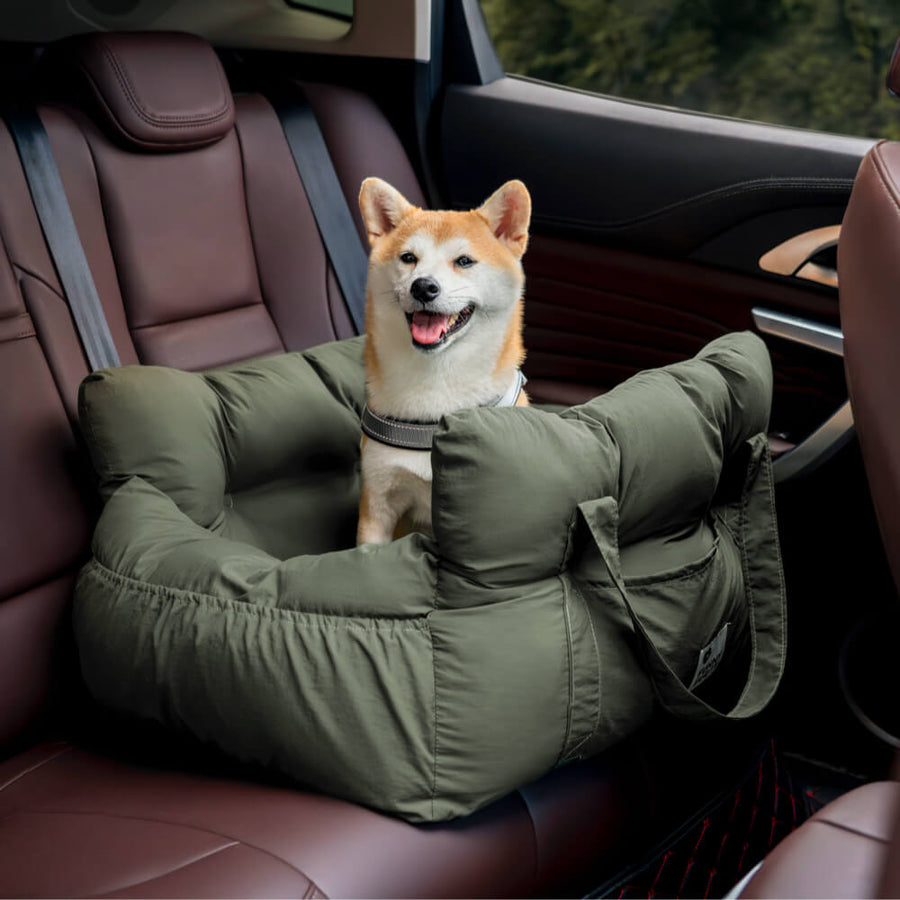Portable Cotton Dog Bed with Adjustable Safety Harness for Car and Travel