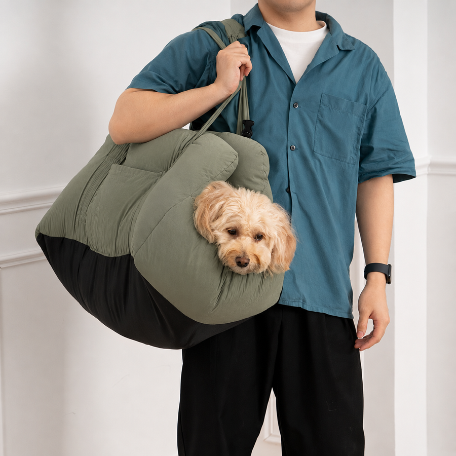 Portable Cotton Dog Bed with Adjustable Safety Harness for Car and Travel