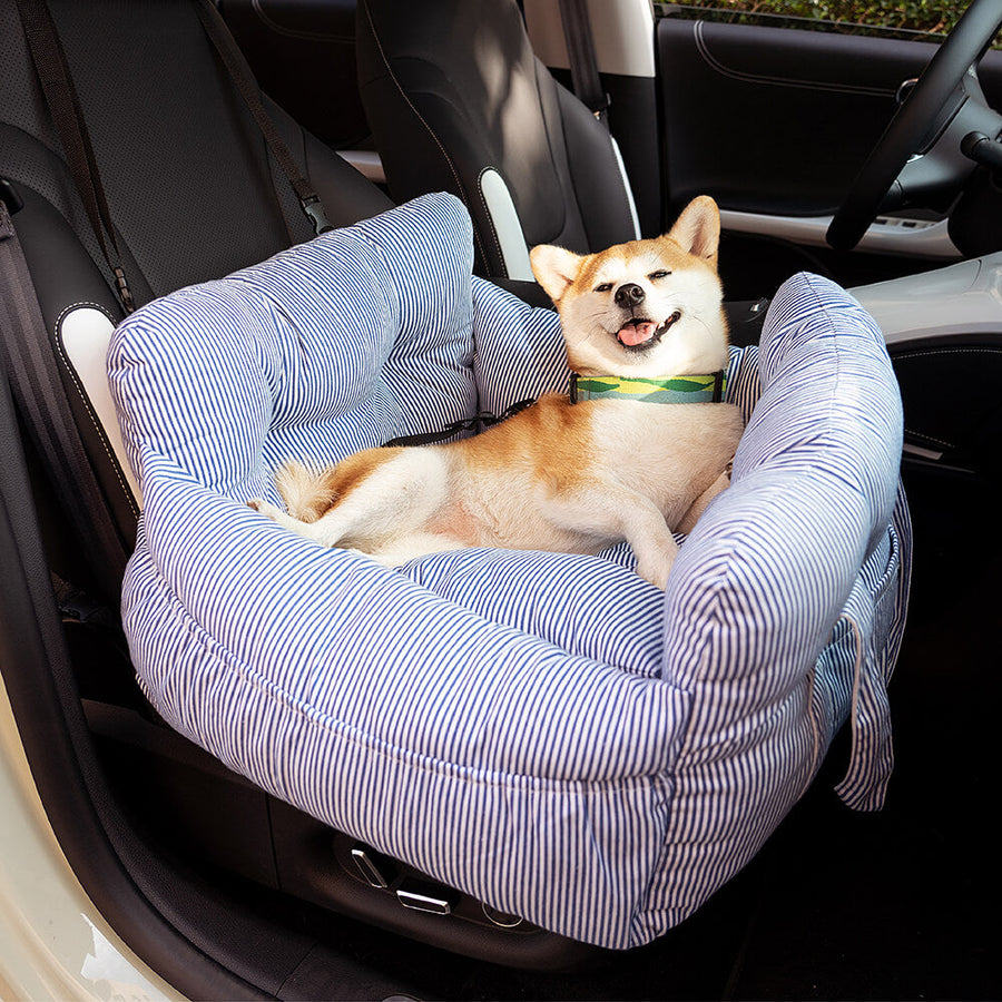 Portable Cotton Dog Bed with Adjustable Safety Harness for Car and Travel