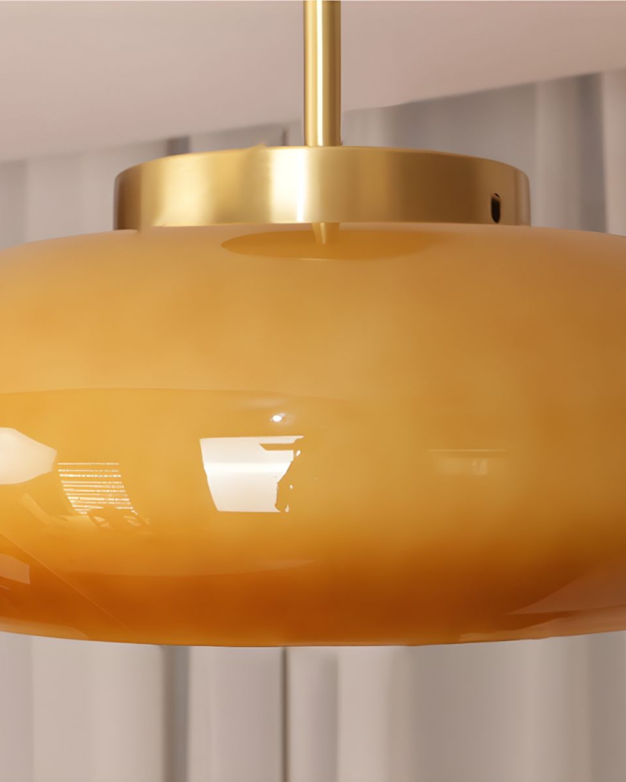 Bauhaus Ceiling Light in Gold-Tone Iron with Round Glass