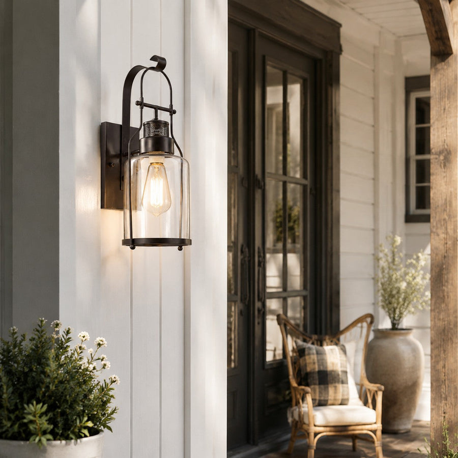 Industrial Metal Wall Light – Outdoor Lamp with Glass Jar