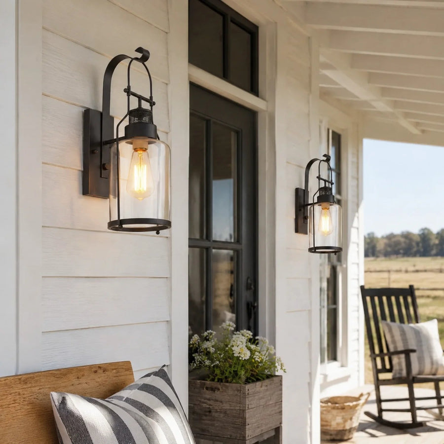 Industrial Metal Wall Light – Outdoor Lamp with Glass Jar