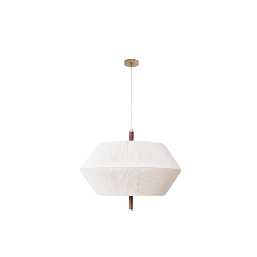 Japandi Pendant Light – Fabric Shade with Wood Details