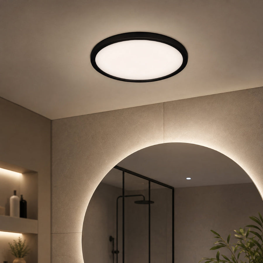 Black Plastic Ceiling Light – For Bathrooms and Damp Rooms