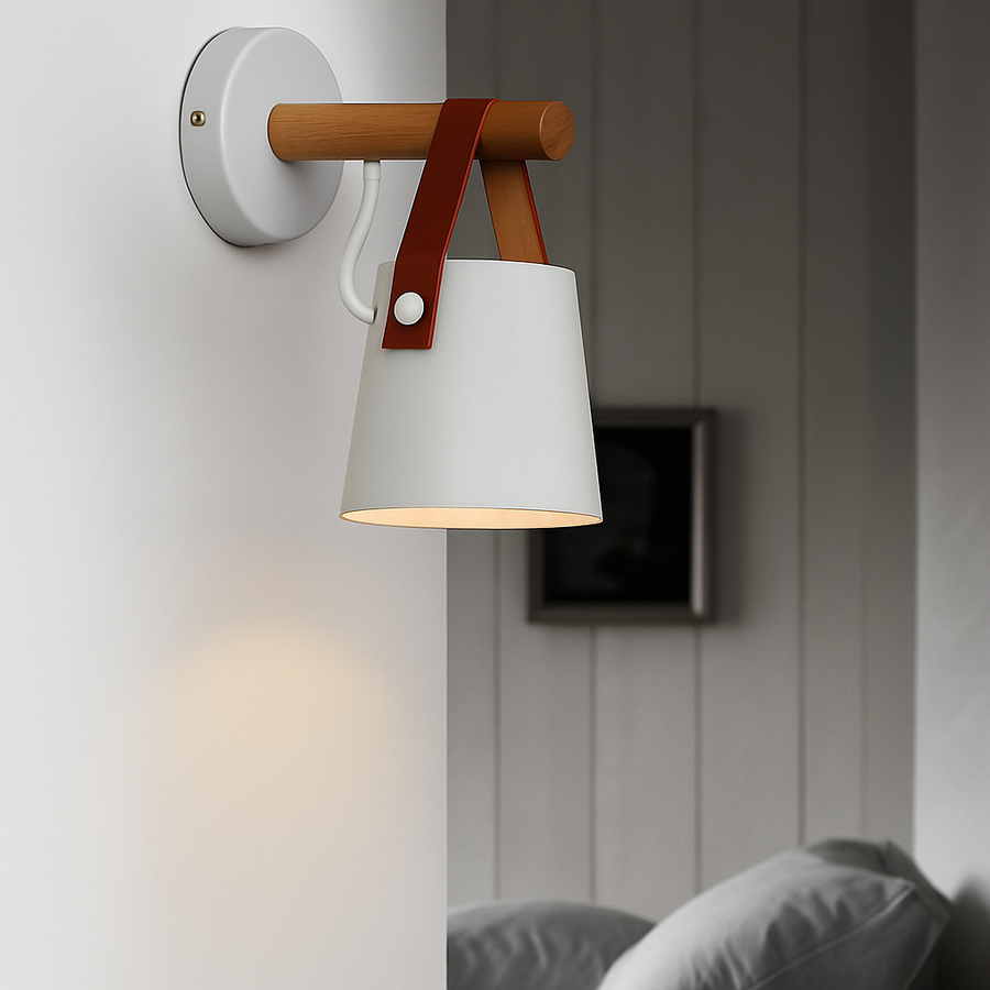 Modern Wood and Metal Wall Light – Downward Light for Living Rooms