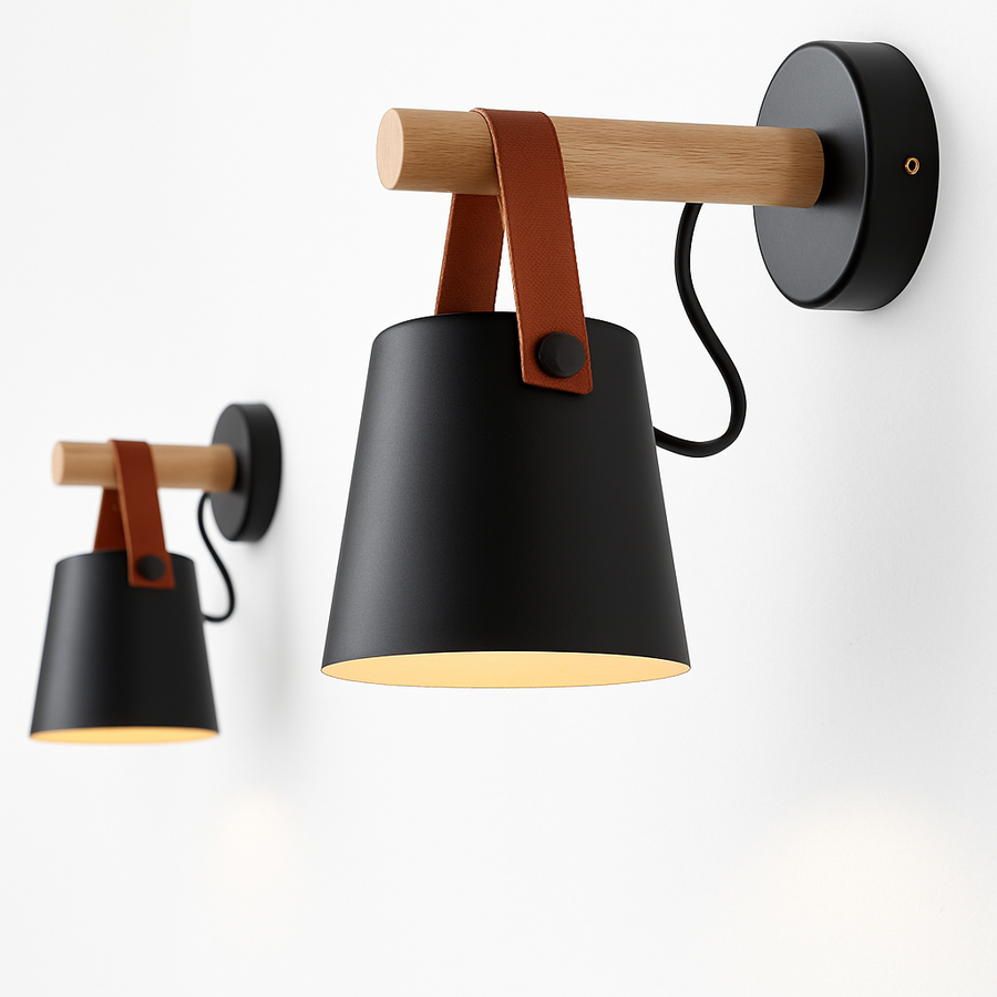 Modern Wood and Metal Wall Light – Downward Light for Living Rooms