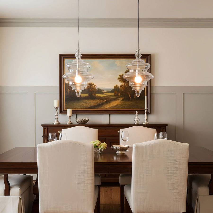 Metal and Glass Pendant Light – Elegant Design in Multiple Sizes