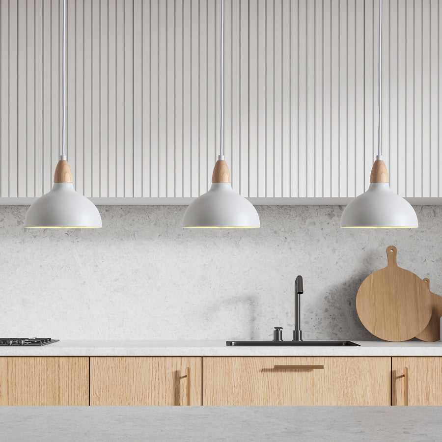 Pendant Light with Wood Detail – Compact Design