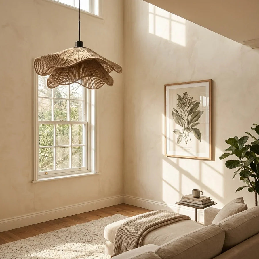 Hand-Woven Hemp Rope Pendant Light – Layered Wabi Sabi Design