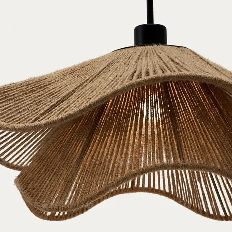 Hand-Woven Hemp Rope Pendant Light – Layered Wabi Sabi Design
