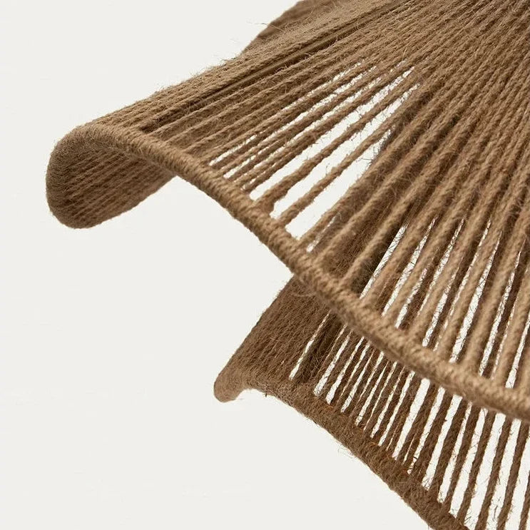 Hand-Woven Hemp Rope Pendant Light – Layered Wabi Sabi Design