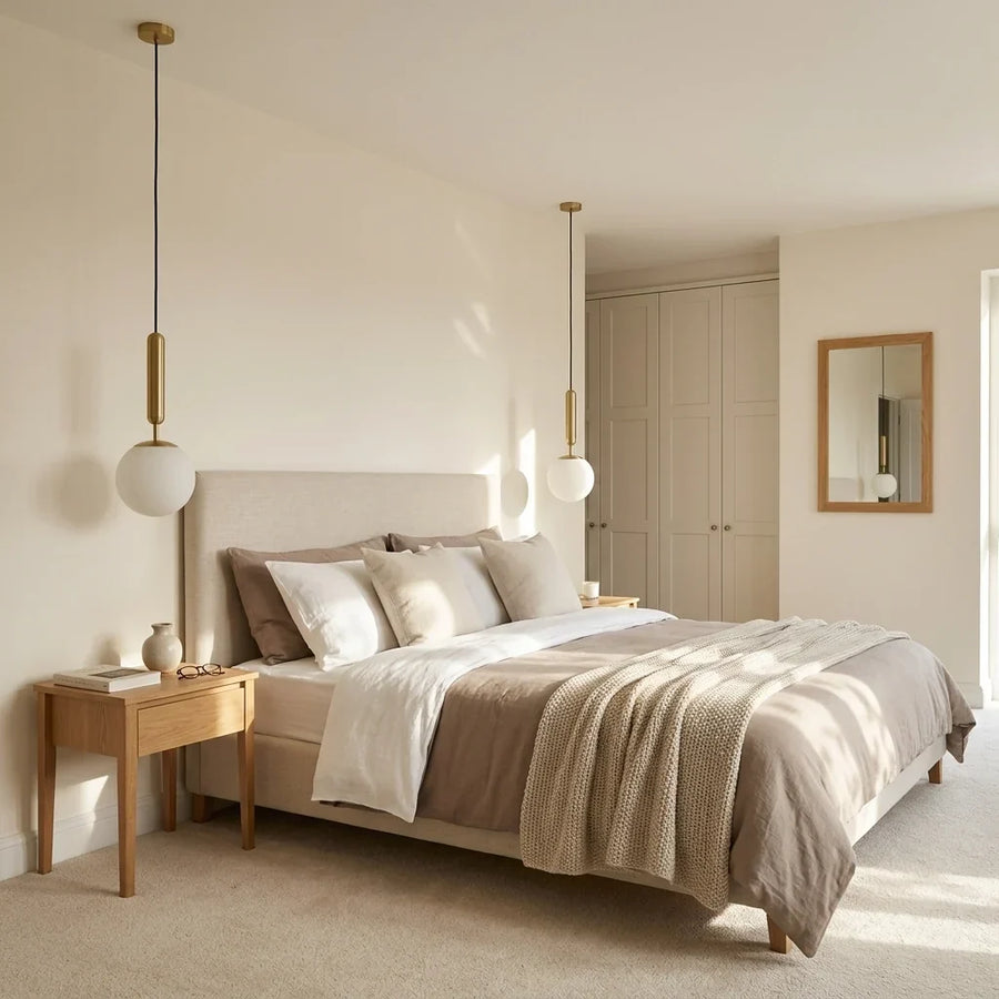 Frosted Glass Globe Pendant Light with Metal Stem