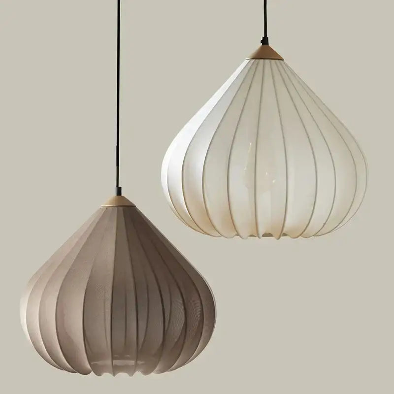 Retro Vintage Pendant Light – Japandi Art Deco Fabric Design with Soft Light