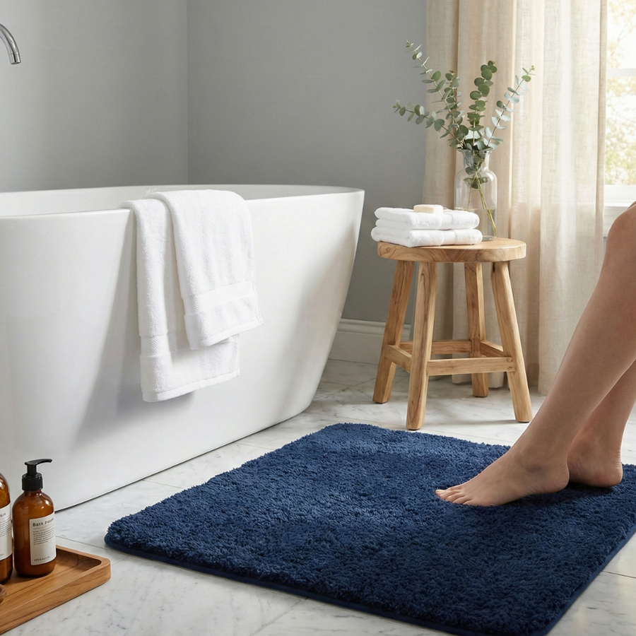 Non-Slip Microfiber Plush Faux Fur Bath Mat – Quick-Drying and Soft