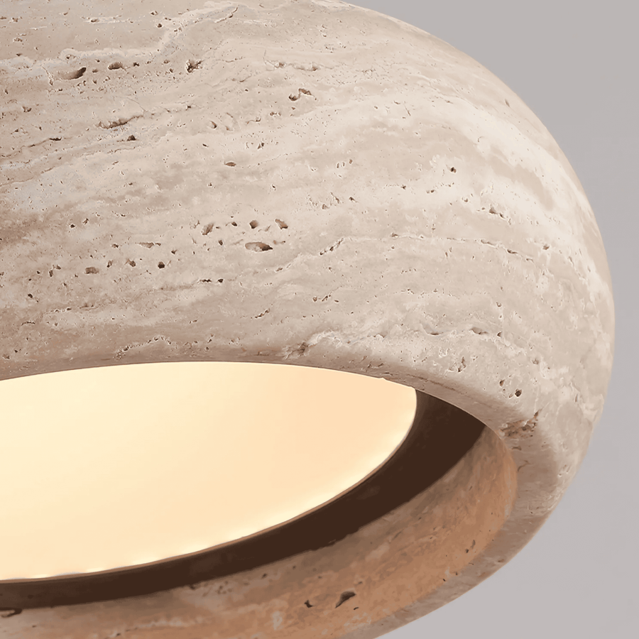 Travertine Pendant Light – Sculptural Stone with Soft Glow