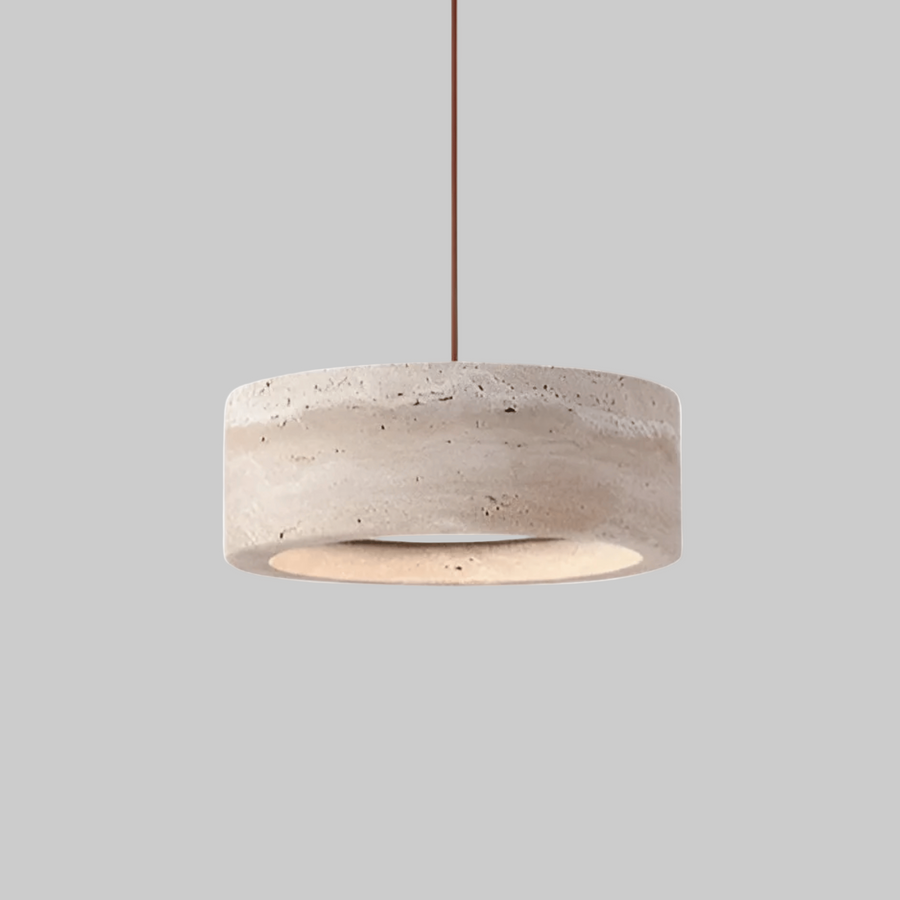 Travertine Pendant Light – Sculptural Stone with Soft Glow