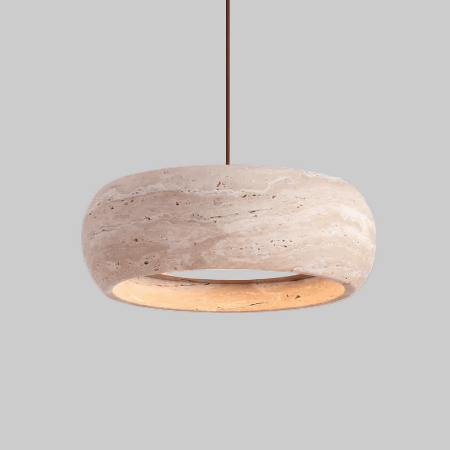 Travertine Pendant Light – Sculptural Stone with Soft Glow