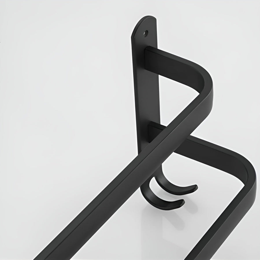 Black Aluminum Wall-Mounted Towel Rack with 3-Tier Bathroom Design