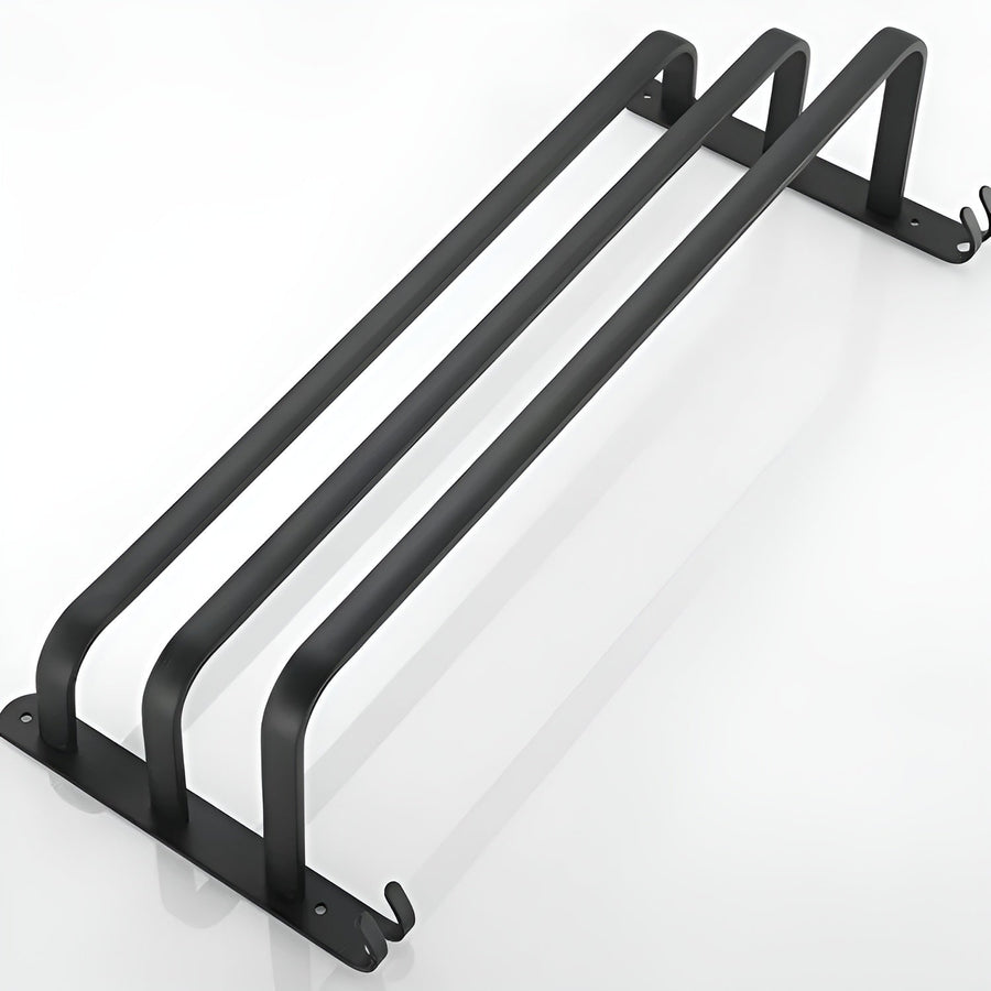 Black Aluminum Wall-Mounted Towel Rack with 3-Tier Bathroom Design