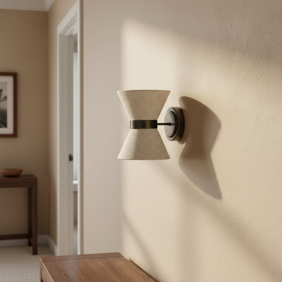 Linen Wall Light with Bronze Details – Dual Directional Light