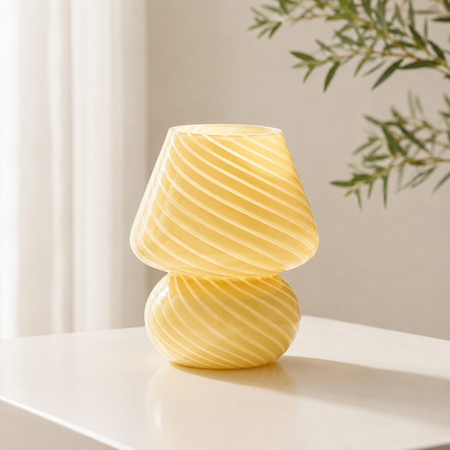 Glass Mushroom Table Lamp with Soft Ambient Light