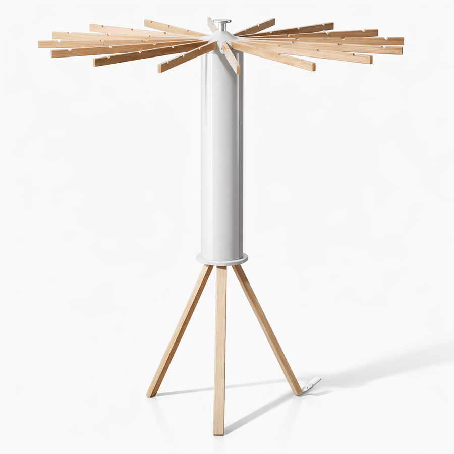 Foldable Steel Drying Rack with Beech Wood Arms – Space-Saving for Indoor and Outdoor Use