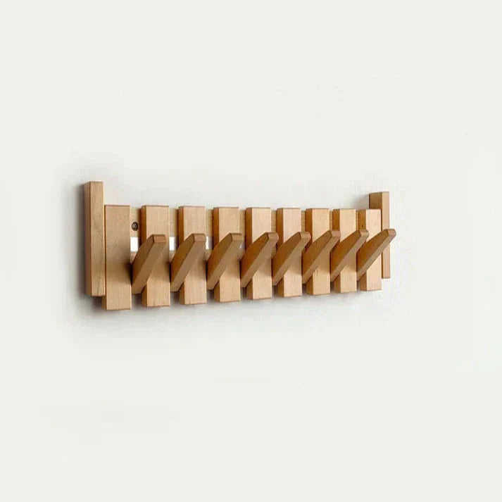 Walnut and Beech Wall Coat Rack – Piano Key Design with 4-8 Hooks
