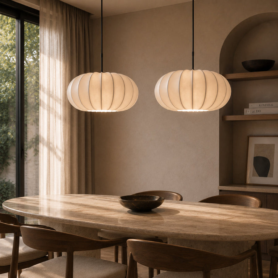 Wabi-Sabi Silk Dining Pendant Light – Sculptural Layered Design with Soft Ambient Light