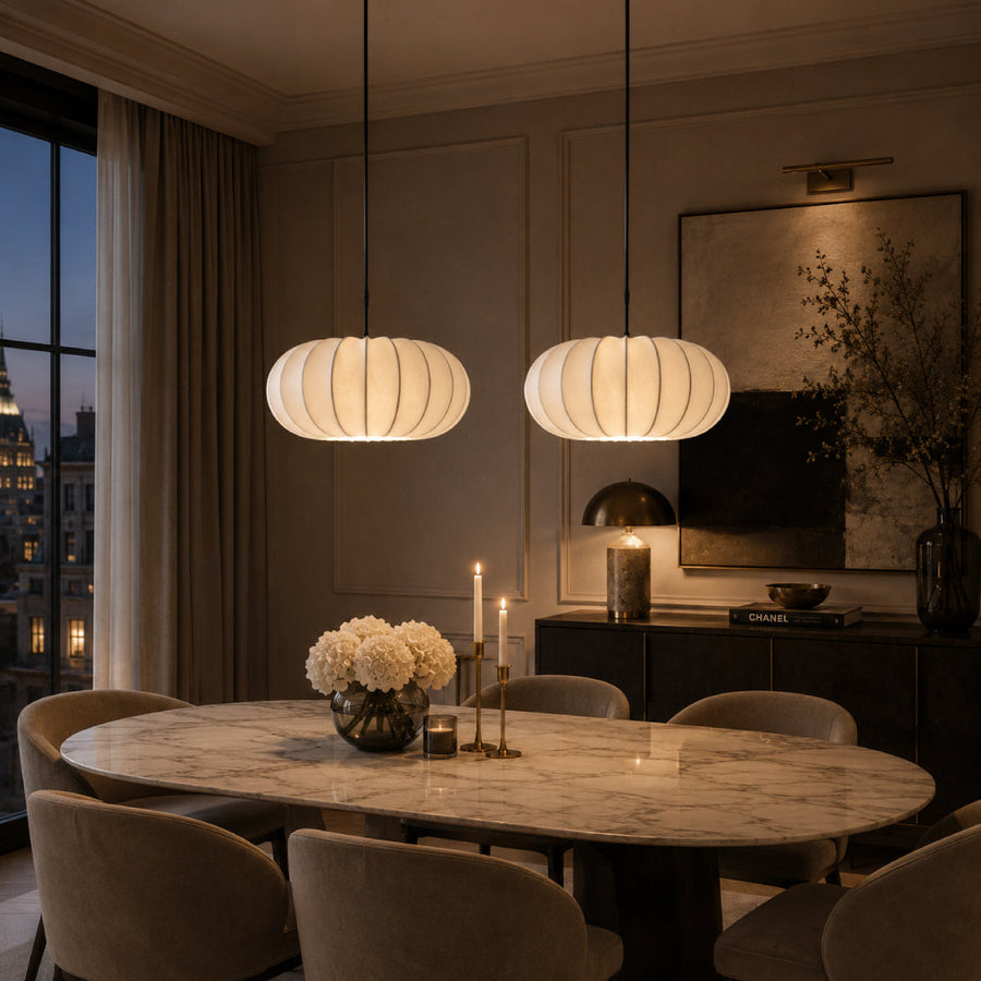 Wabi-Sabi Silk Dining Pendant Light – Sculptural Layered Design with Soft Ambient Light