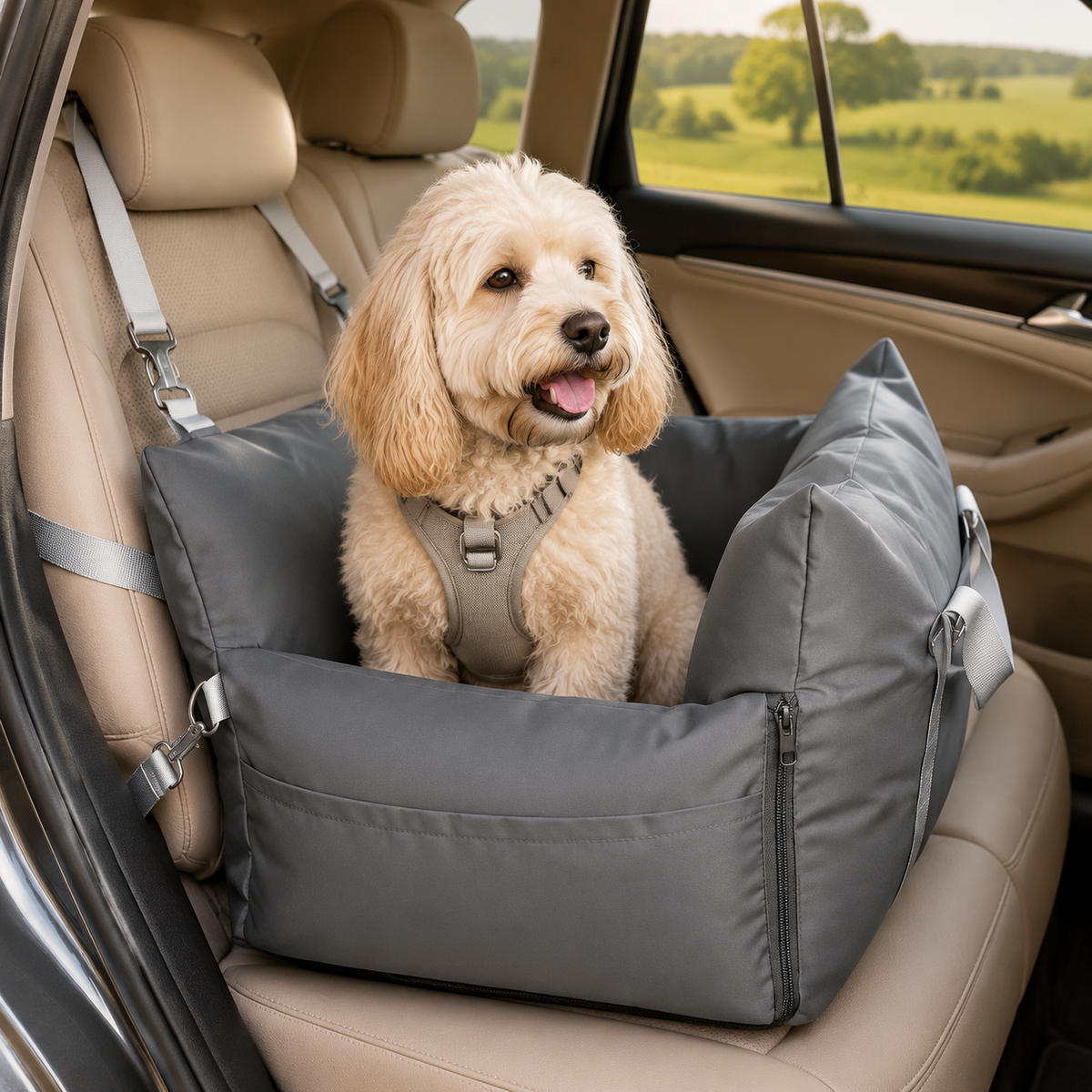 Waterproof Oxford Fabric Dog Bed – Safety Buckle and Non-Slip Base