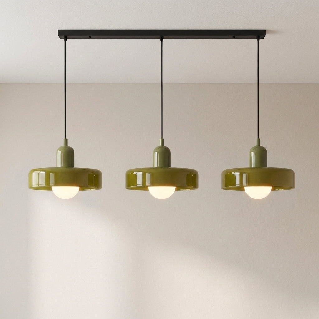 3-Head Bauhaus Colored Glass Pendant Light