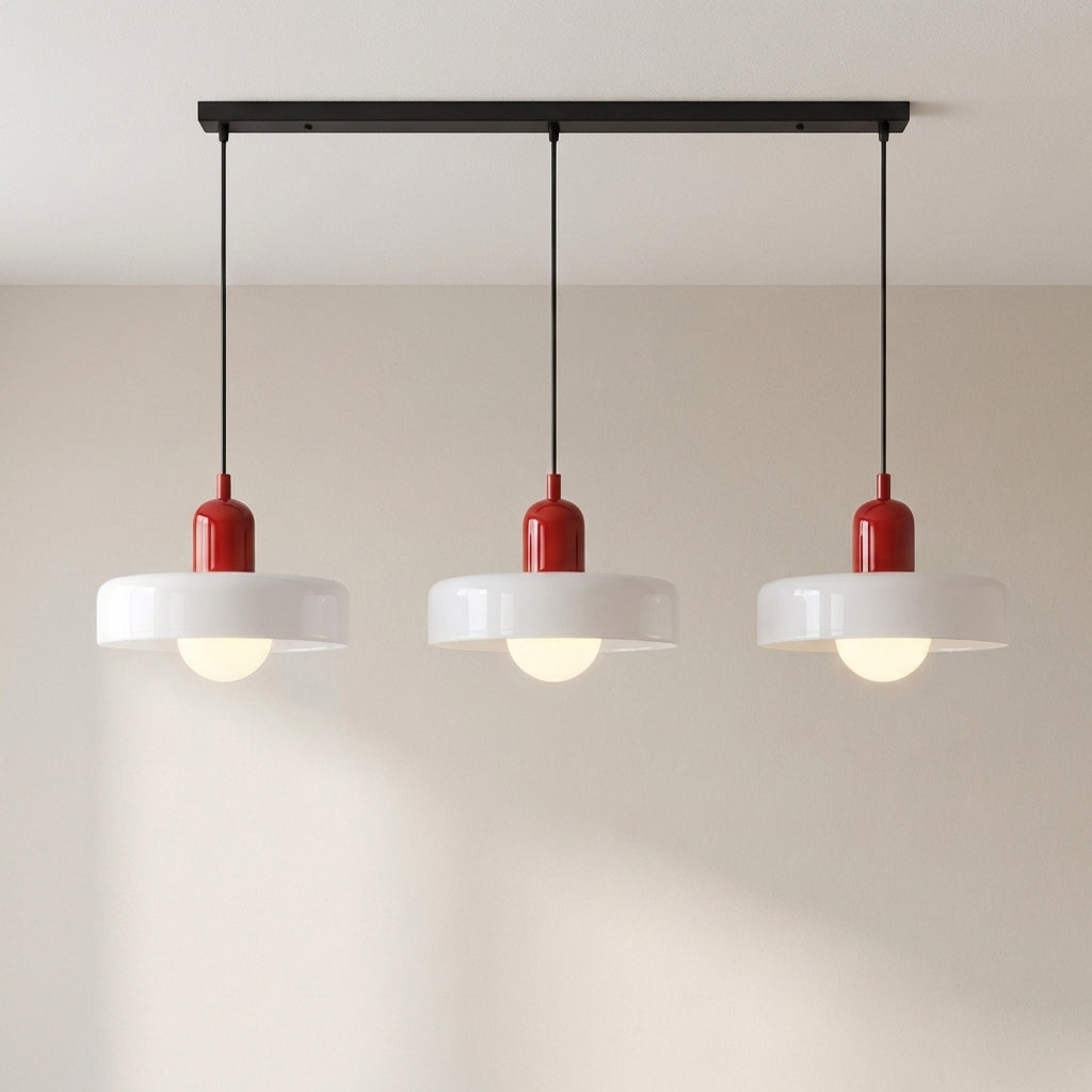 3-Head Bauhaus Colored Glass Pendant Light