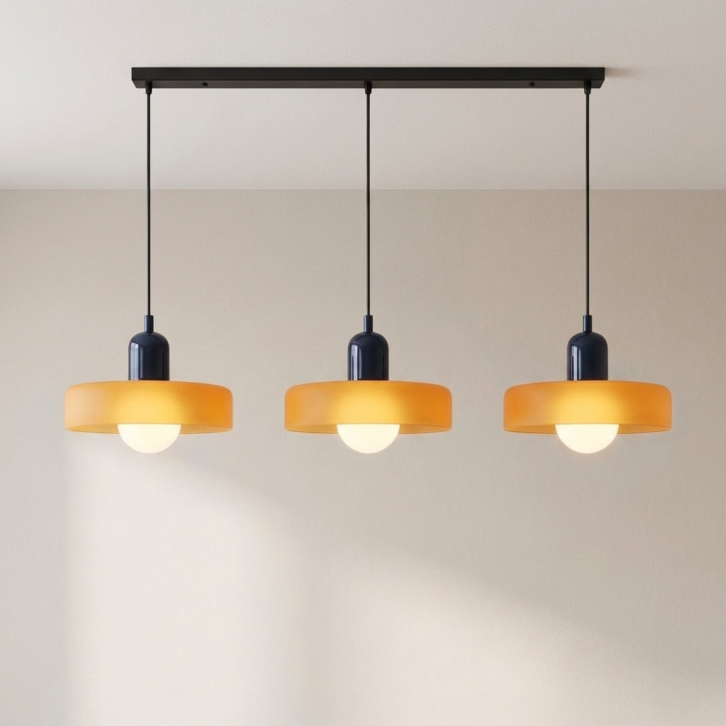 3-Head Bauhaus Colored Glass Pendant Light