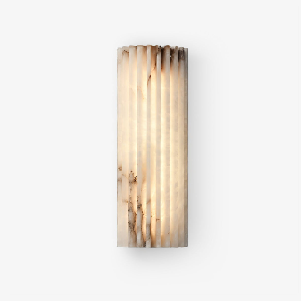 Alabaster Wall Light – Fluted Stone Design with Metal Frame
