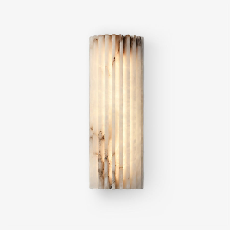 Alabaster Wall Light – Fluted Stone Design with Metal Frame