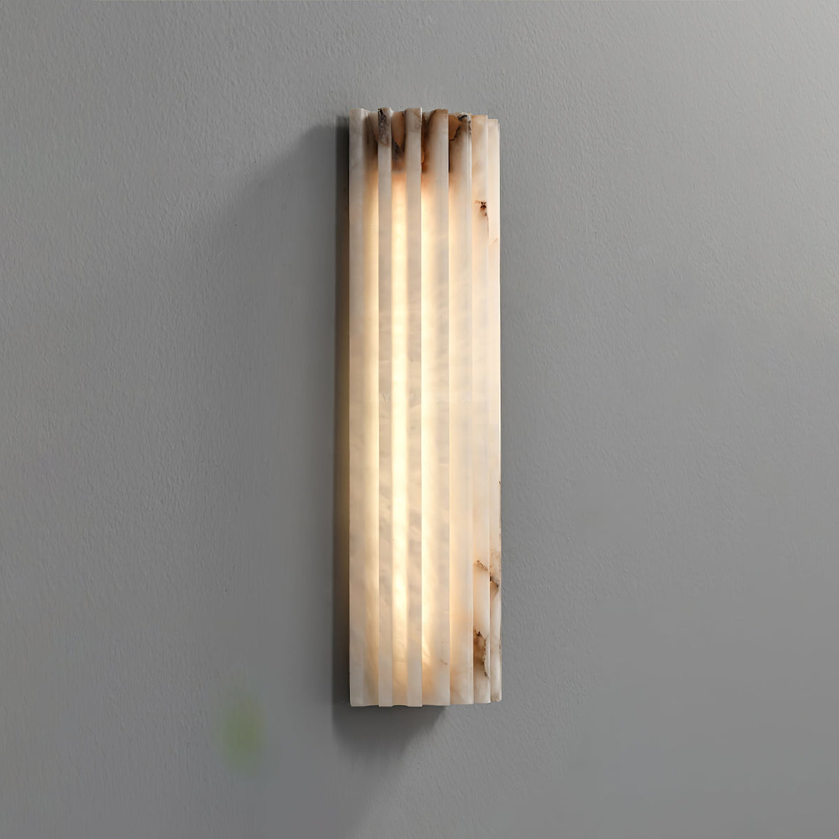 Alabaster Wall Light – Fluted Stone Design with Metal Frame