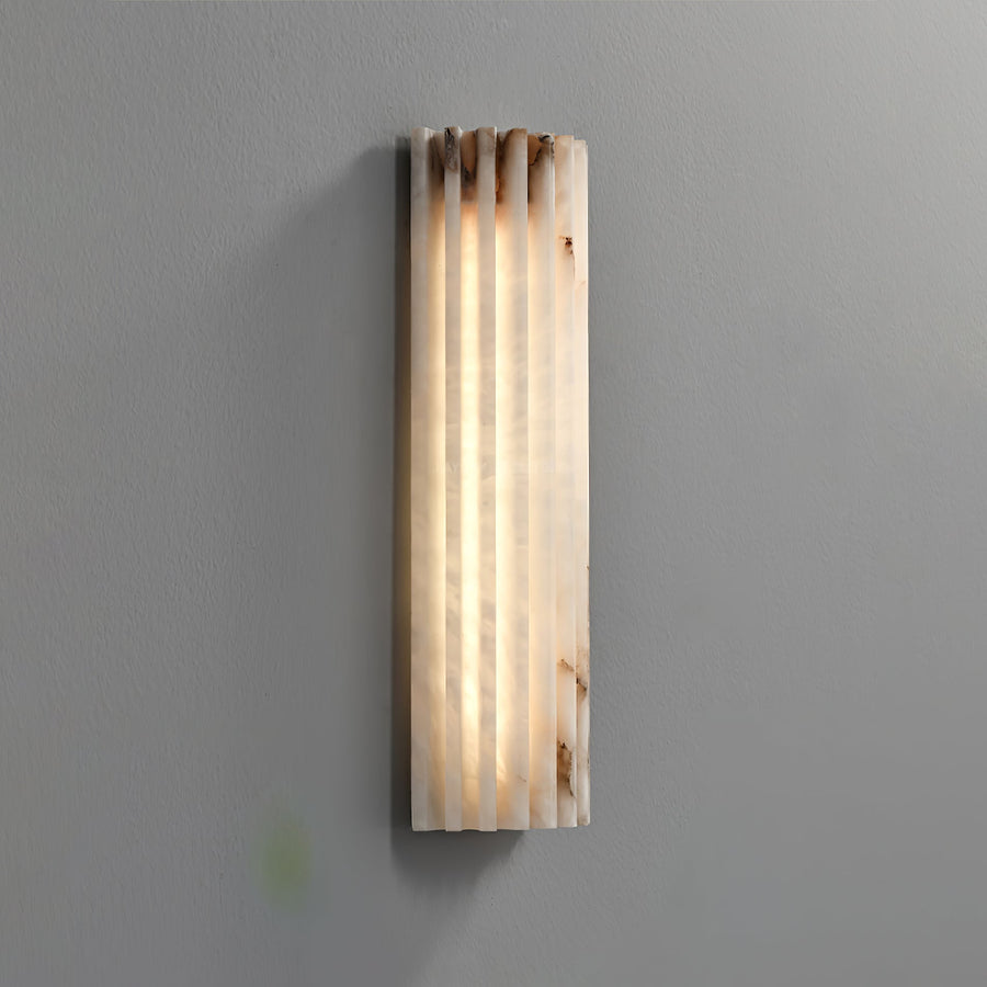 Alabaster Wall Light – Fluted Stone Design with Metal Frame