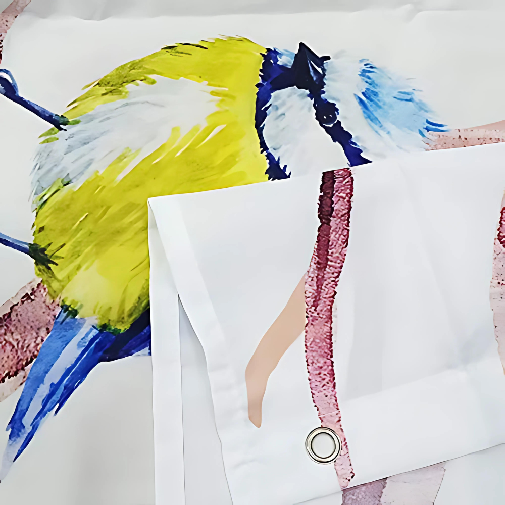 Microfiber Shower Curtain with Vintage Bird Motif – Waterproof and Washable