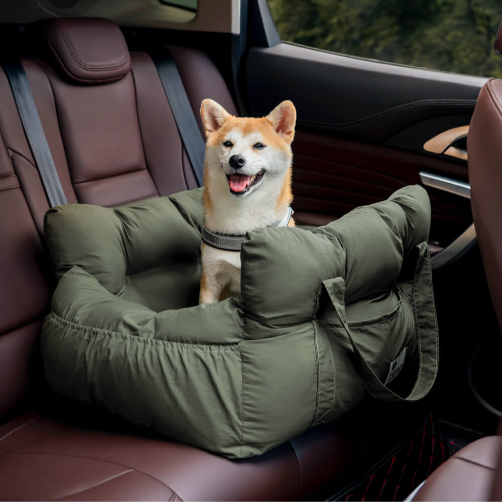 Portable Cotton Dog Bed with Adjustable Safety Harness for Car and Travel