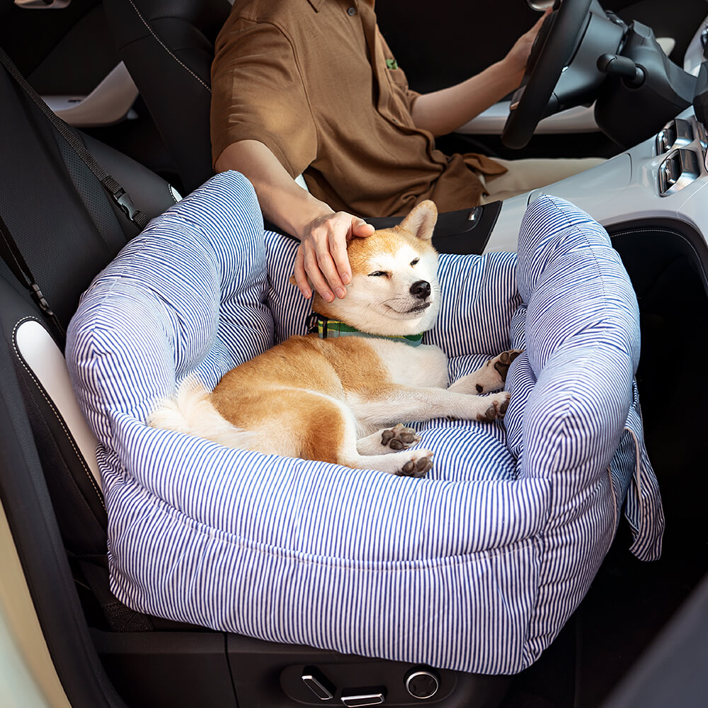 Portable Cotton Dog Bed with Adjustable Safety Harness for Car and Travel