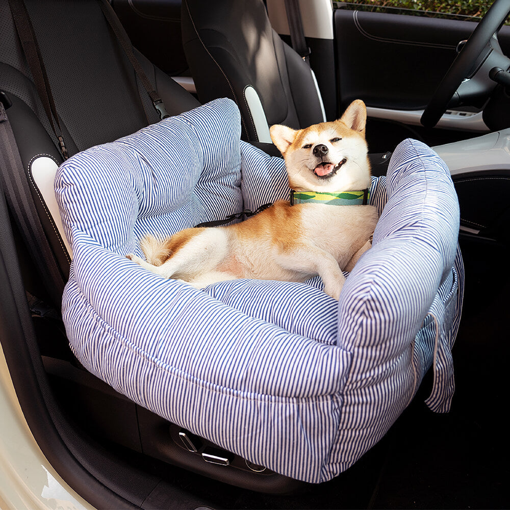 Portable Cotton Dog Bed with Adjustable Safety Harness for Car and Travel