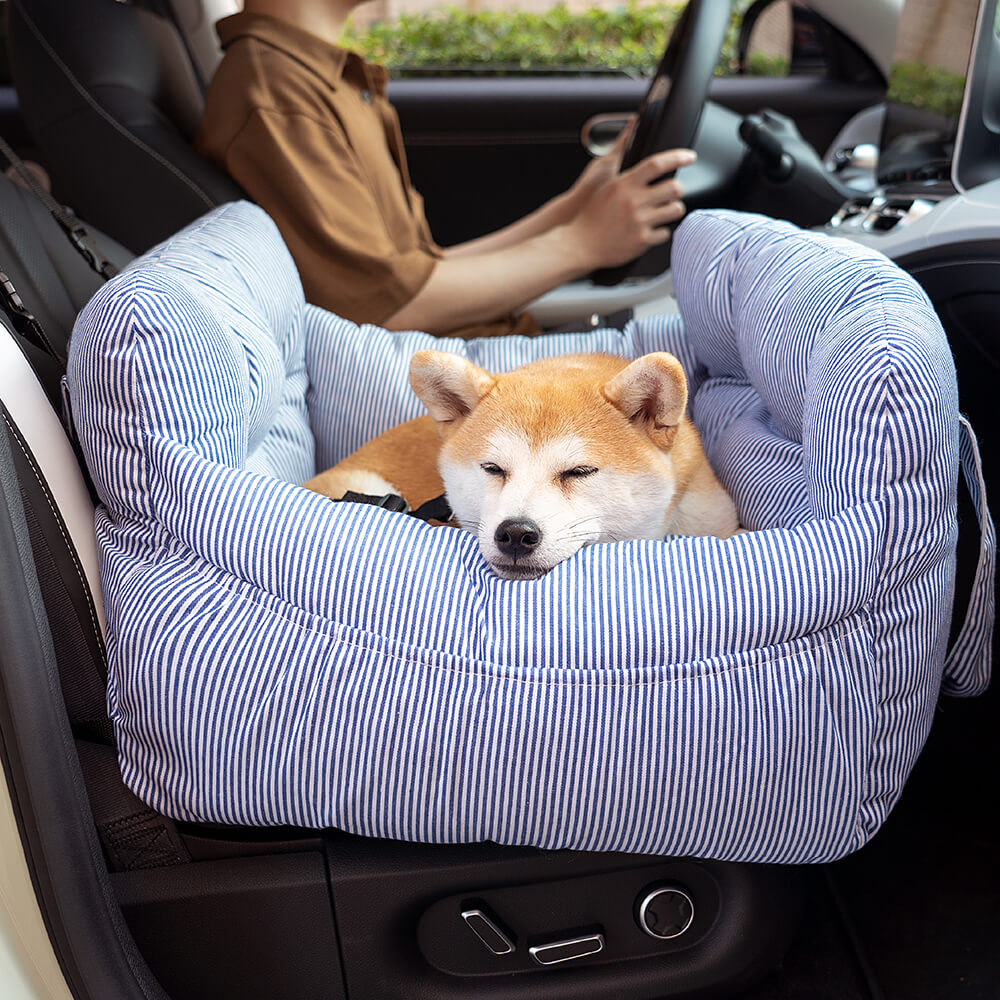 Portable Cotton Dog Bed with Adjustable Safety Harness for Car and Travel