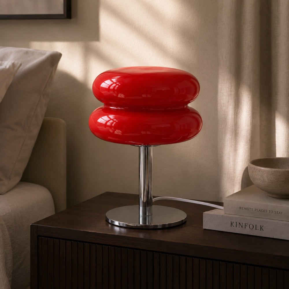 Bauhaus Glass Table Lamp – Double Shade Design with Chrome Base