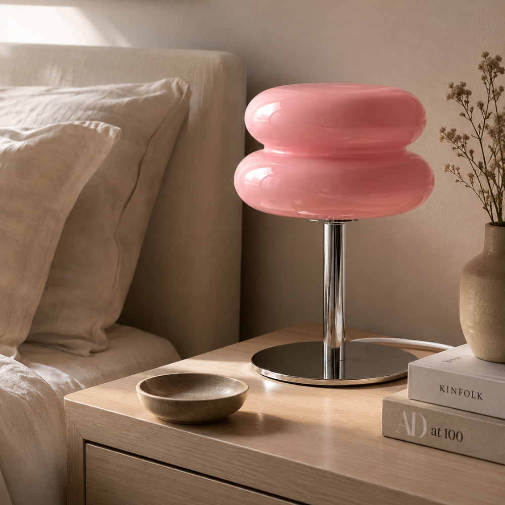 Bauhaus Glass Table Lamp – Double Shade Design with Chrome Base