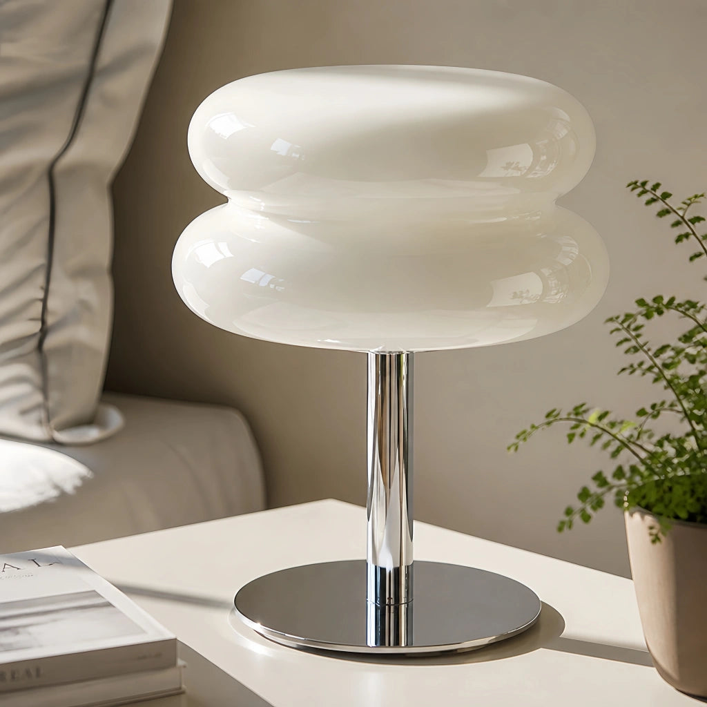 Bauhaus Glass Table Lamp – Double Shade Design with Chrome Base
