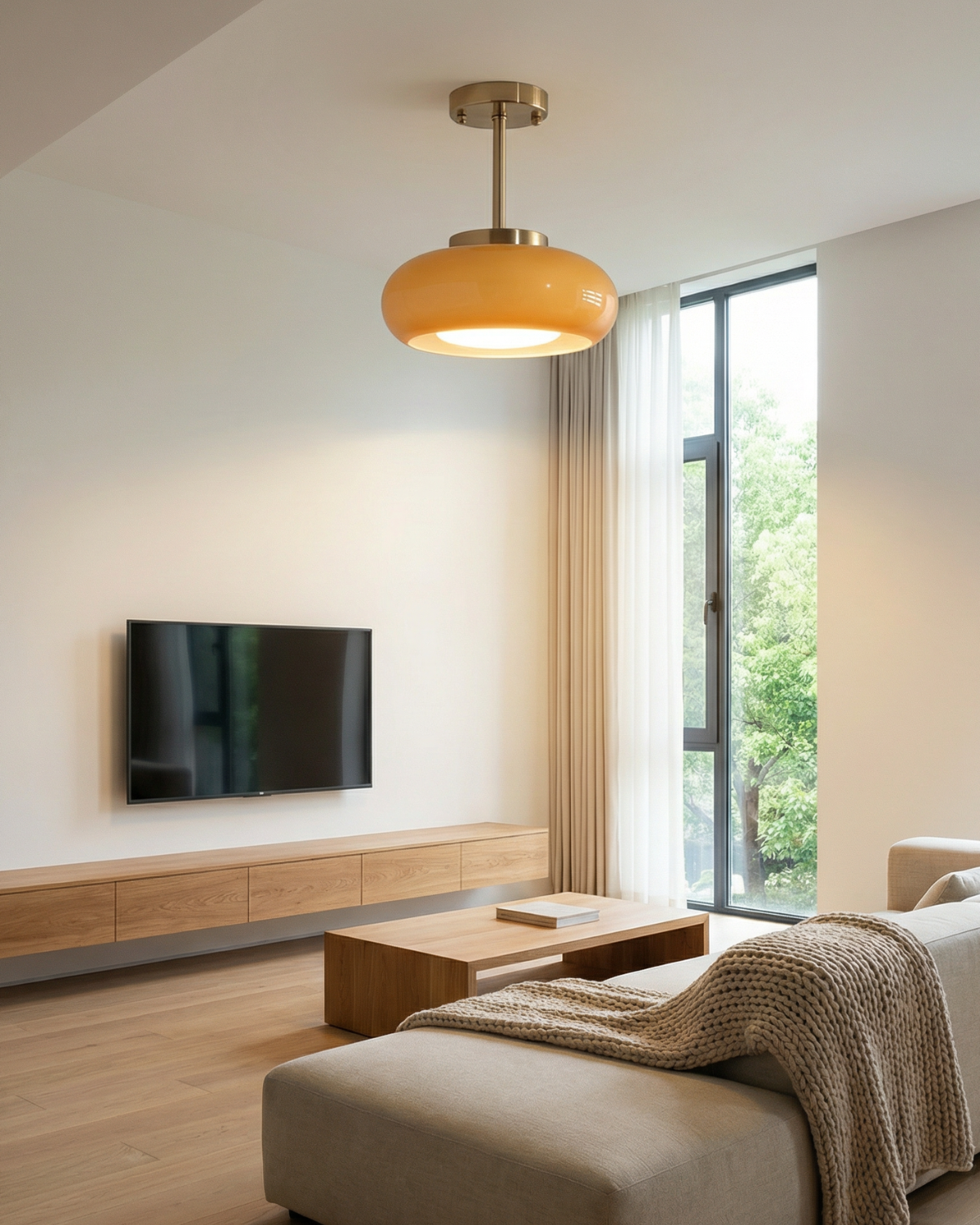 Bauhaus Ceiling Light in Gold-Tone Iron with Round Glass
