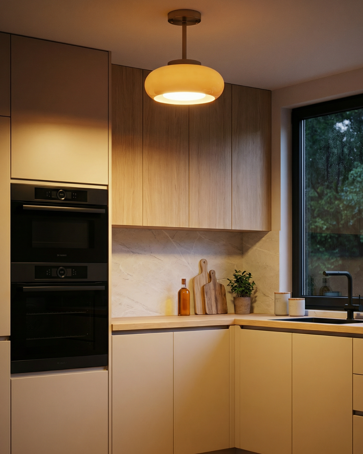 Bauhaus Ceiling Light in Gold-Tone Iron with Round Glass