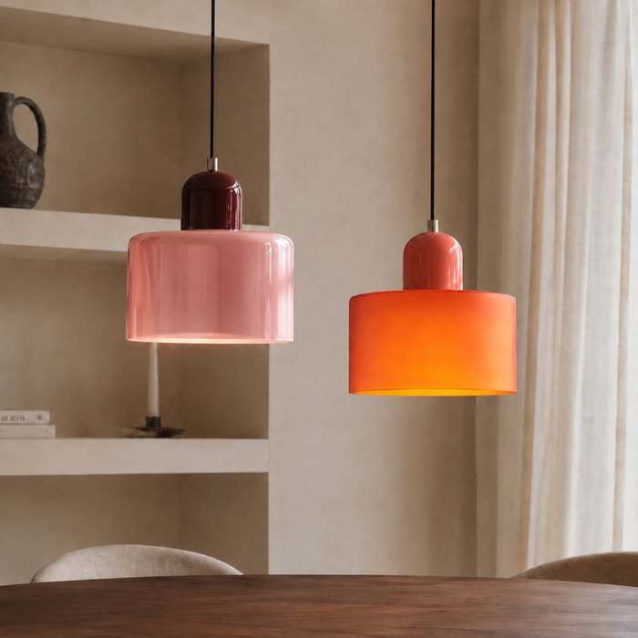 Bauhaus Colored Glass Pendant Light – Adjustable Height