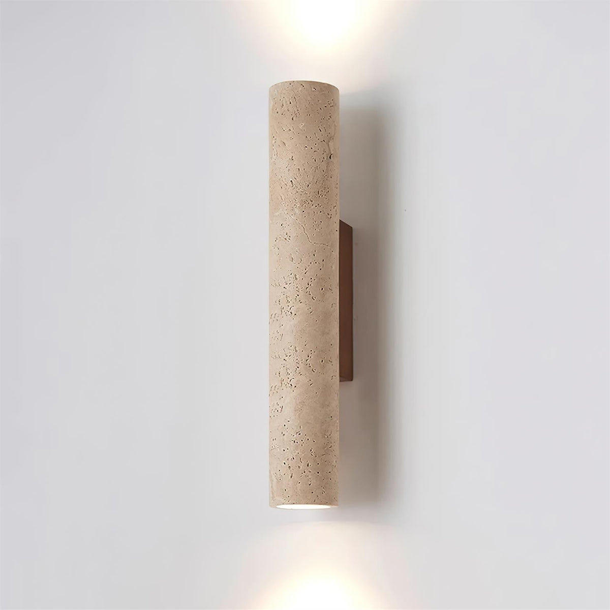 Beige Travertine Wall Light – Walnut Base